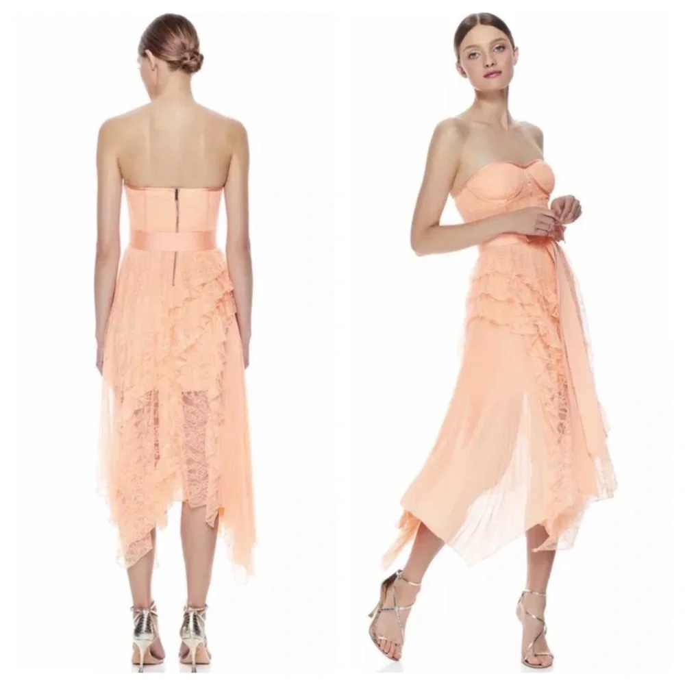 ALICE AND OLIVIA Bree Ruffle Pleated Midi Dress - Picture 3 of 13